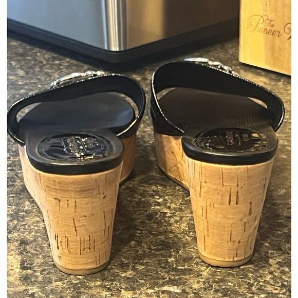 Coach Judith Black Patent Leather Cork Wedges - Picture 4 of 10